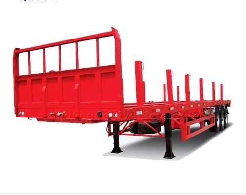 Transporte de equipos pesados 3/4/5 Ejes Semirremolque de cama plana con 12 unidades de bloqueo giratorio