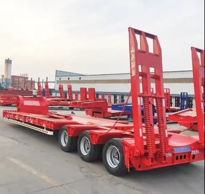20ft/40ft Container Lowbed Semi-Trailer para Wosheng 3/4/5/6 Ejes y equipos pesados