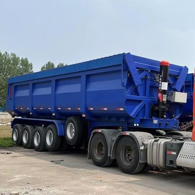 Tipo de descarga trasera de tipo hidráulico de tipo U, tirador de extremo, semi-camión, remolque, eje delantero, elevador de 4 ejes