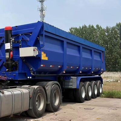 Tipo de descarga trasera de tipo hidráulico de tipo U, tirador de extremo, semi-camión, remolque, eje delantero, elevador de 4 ejes