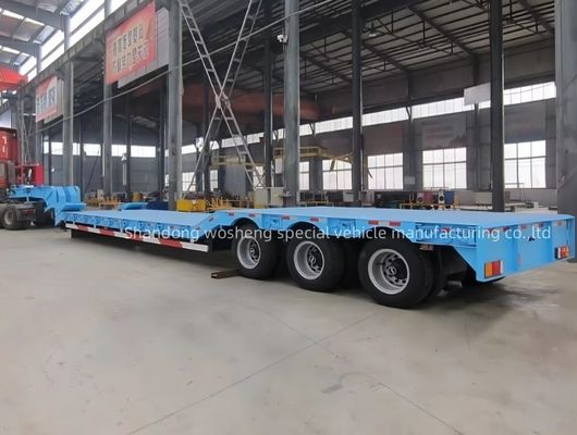 Remolque de camión de 3 ejes Semiremolque hidráulico de lecho bajo para el transporte de equipos pesados