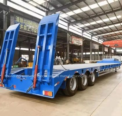 Remolque de camión de 3 ejes Semiremolque hidráulico de lecho bajo para el transporte de equipos pesados