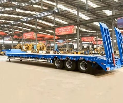 Remolque de camión de 3 ejes Semiremolque hidráulico de lecho bajo para el transporte de equipos pesados