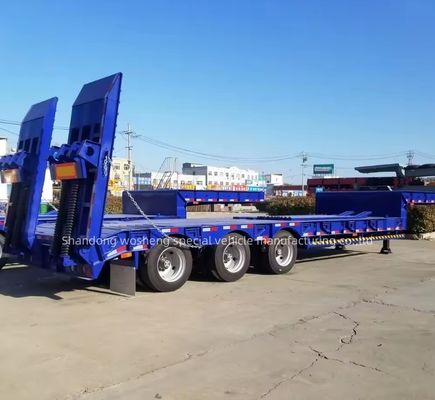Remolque de camión de 3 ejes Semiremolque hidráulico de lecho bajo para el transporte de equipos pesados