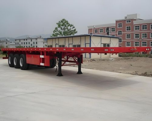 Suspensión mecánica roja 3 Eje 4 Eje 20FT 40FT 45FT Contenedor Semi remolque de cama plana