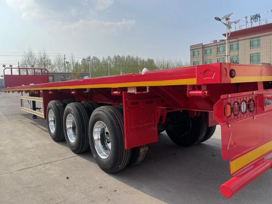Suspensión mecánica roja 3 Eje 4 Eje 20FT 40FT 45FT Contenedor Semi remolque de cama plana