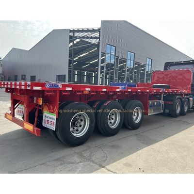 Suspensión mecánica roja 3 Eje 4 Eje 20FT 40FT 45FT Contenedor Semi remolque de cama plana