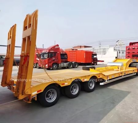 Trailer de cama baja de 40 pies con cuello de ganso 13/16/20 toneladas Eje para el remolque del camión de carga frontal
