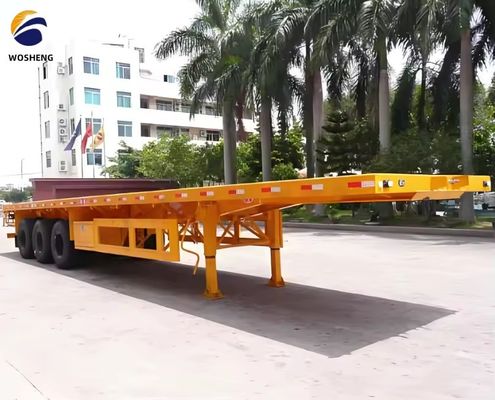 Remolque de camión 40 pies Contenedor de cama plana Semi remolque con Q345B luz principal personalizada