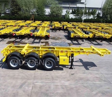 Suspensión mecánica Wosheng 3 Eje 20FT 40FT Contenedor Chasis Esqueleto Semirremolque