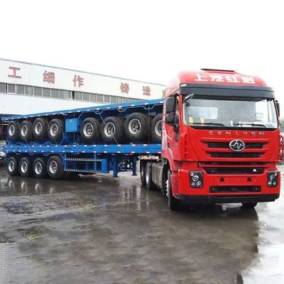 Wosheng 2/3 Ejes Contenedor Semi remolque de cama plana 20FT 40FT para el transporte de larga distancia