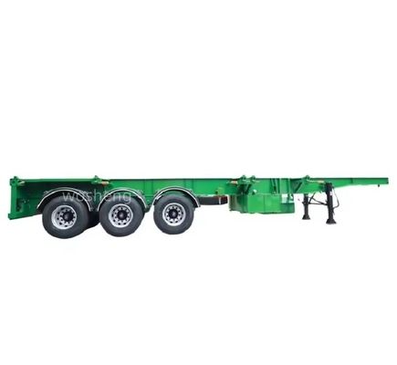 Solicitud del cliente Wosheng 3 Eje Verde 20FT 40FT Contenedor Chasis Esqueleto Semirremolque