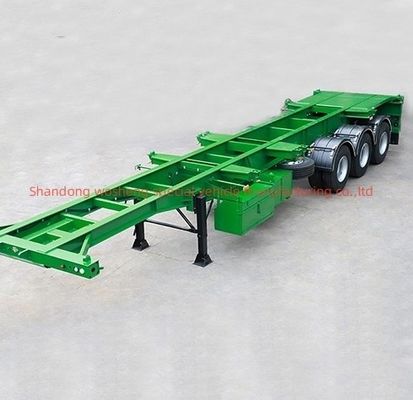 Solicitud del cliente Wosheng 3 Eje Verde 20FT 40FT Contenedor Chasis Esqueleto Semirremolque