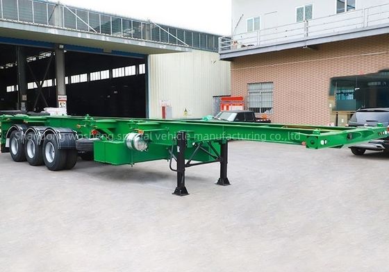 Solicitud del cliente Wosheng 3 Eje Verde 20FT 40FT Contenedor Chasis Esqueleto Semirremolque