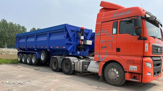 Semirremolque de acero de 3 ejes traseros de descarga de 80 toneladas con remolque de 4 ejes