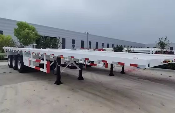 90T de acero de carga útil máxima 20FT 40FT contenedor de semirremolque de cama plana con neumático 12r22.5