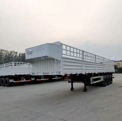 Acero 3 Ejes Capa de lona Cortina lateral Tipo de caja de carga Contenedor de cercas Semi camión remolque