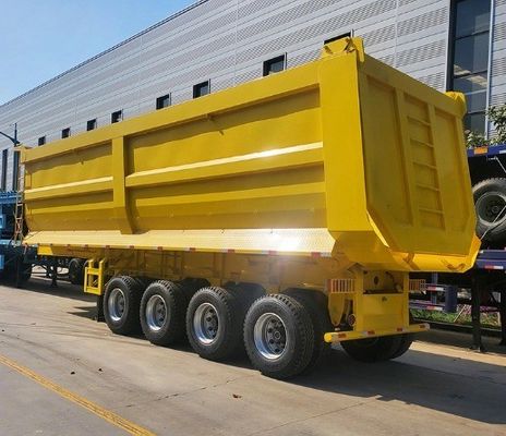 Q345B / T700 Semirremolque trasero de descarga de cuatro ejes de acero para el transporte de mineral