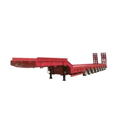 Requisitos personalizados Semirremolque Rojo Remolque de cama baja de 3 ejes Cargador de cama baja de 60 toneladas Lowboy