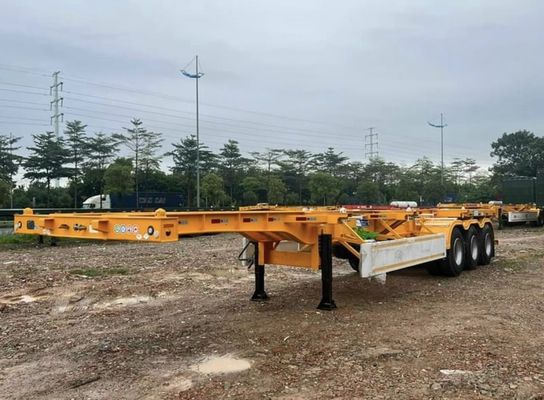 3 ejes 20-40 pies de transporte de contenedores esqueleto semirremolque con sistema de frenado de doble línea