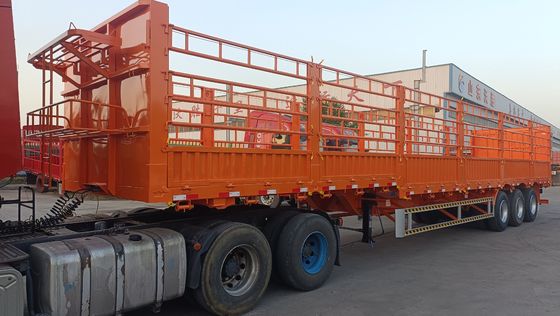 Wosheng 40-100ton Utility Pared lateral abierta de ganado Venta de vegetales Remolque de camión con tirón