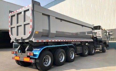 Remolque de descarga de 30-100 toneladas con forma de U y función de transporte de grano de piedra arenisca