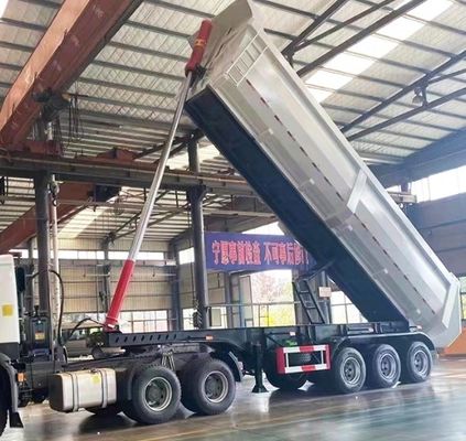 Semi remolque trasero de descarga de 60T de capacidad de forma cuadrada para el transporte de grano de piedra arenisca