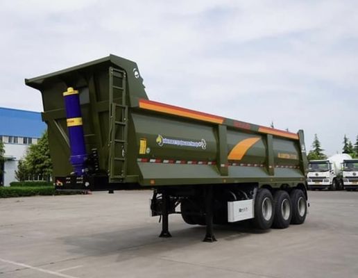 Semi remolque trasero de descarga de 60T de capacidad de forma cuadrada para el transporte de grano de piedra arenisca