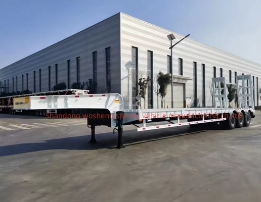 Carga útil de 40-100 toneladas Suspensión mecánica Semirremolque de 40 pies de lecho bajo con neumático 12R22.5