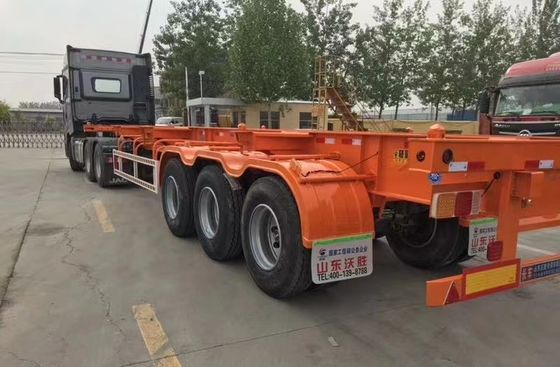 Suspensión mecánica y aerodinámica 50T Esqueleto de carga útil Semirremolque para transporte de contenedores