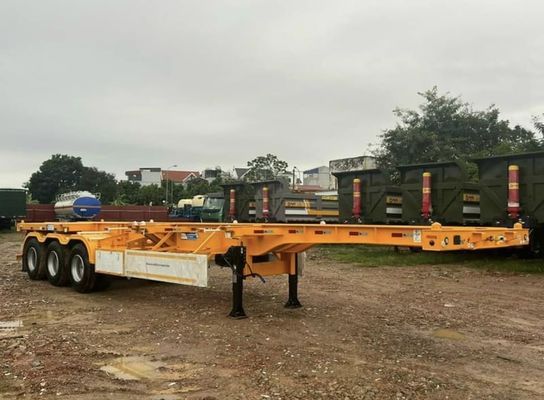 Suspensión mecánica y aerodinámica 50T Esqueleto de carga útil Semirremolque para transporte de contenedores