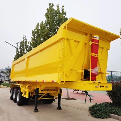 cilindro hidráulico de trabajo pesado de 3 ejes 45cbm 50cbm remolque trasero con inclinación en forma de U para camión