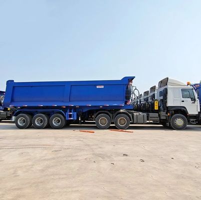 cilindro hidráulico de trabajo pesado de 3 ejes 45cbm 50cbm remolque trasero con inclinación en forma de U para camión