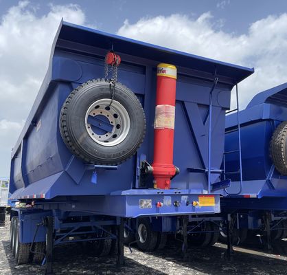 Remolque de camión de 60 toneladas Semirremolque hidráulico trasero de descarga con tren de aterrizaje de 28 toneladas