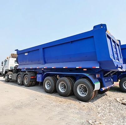 Remolque de camión de 60 toneladas Semirremolque hidráulico trasero de descarga con tren de aterrizaje de 28 toneladas