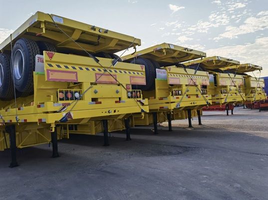 12R22.5 40/45ft 60 toneladas de semirremolque de suelo plano Contenedor de acero Remolque de camión de suelo plano