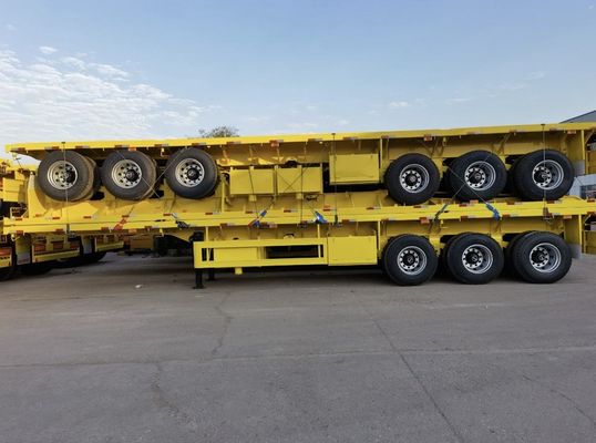 12R22.5 40/45ft 60 toneladas de semirremolque de suelo plano Contenedor de acero Remolque de camión de suelo plano