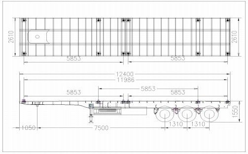 Venta 3/4 Eje 20T-80T Tare Peso de contenedor de cama plana Semirremolque para dentro del presupuesto