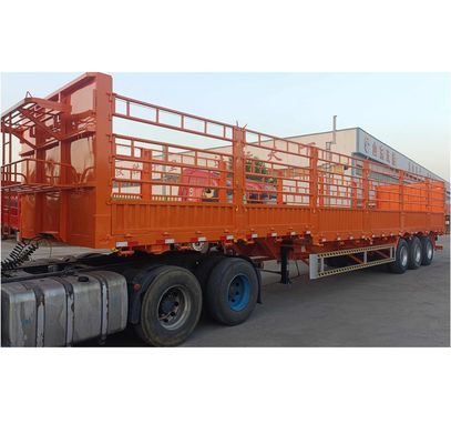 SAF Dos velocidades 28t Tractor de aterrizaje de trabajo pesado 4 Eje Semi remolque de carga con cerco de resorte de hoja