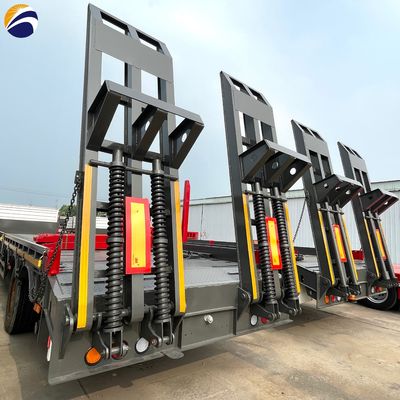 Remolque de 50 toneladas con cama baja extensible remolque de cuello de ganso removible con 4 ejes