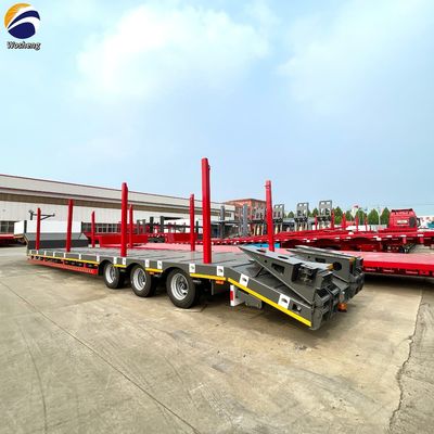 Remolque de 50 toneladas con cama baja extensible remolque de cuello de ganso removible con 4 ejes