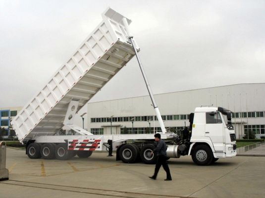 Sistema de frenos de doble línea Trailer de descarga de 30-40 metros cúbicos para el transporte de grano de piedra arenisca