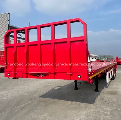 3 ejes 40 pies contenedor de cama plana remolque cama plana semirremolques para el transporte de excavadoras