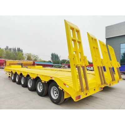 Freno de tambor de aire 4 Eje 60 70 80 toneladas Semirremolque de lecho bajo para el transporte de maquinaria pesada
