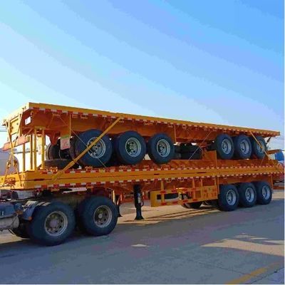 12400*2610*1550 mm Semirremolques propios de lecho plano para el transporte de maquinaria pesada de 40 a 45 pies