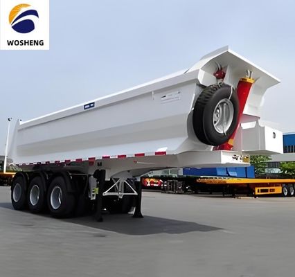 Petición del cliente 3/4 Ejes Semiremolque hidráulico trasero de descarga para transporte de piedra arenisca
