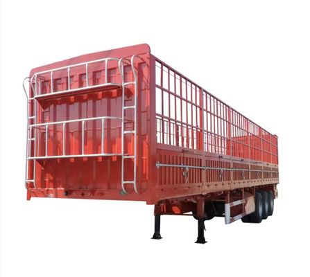 12400X2500X3650 mm Remolque de tres ejes para el transporte de ganado con cerca y eje de 13/16 toneladas