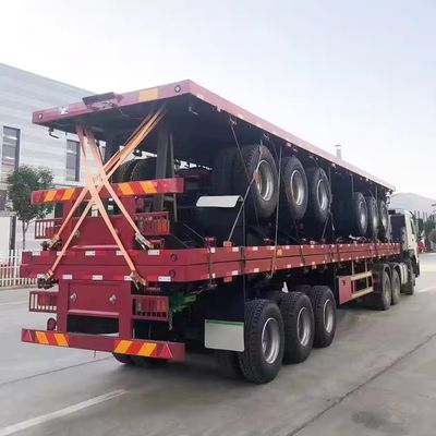 Venta directa de 3 ejes 50T de cama plana 40 pies de contenedor de remolque con opciones de personalización