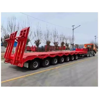 Acero 40-100TON camión de contenedores remolque de cuello de ganso cargador bajo semirremolque con 4 ejes