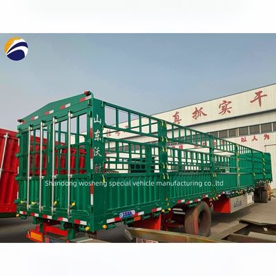 Remolque con rejilla de 3 ejes para transporte de mercancías a granel de vegetales Semirremolque para transporte de animales